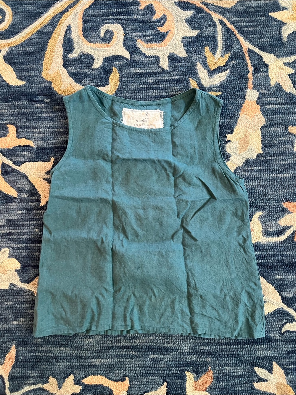 Notperfectlinen Vienna tank top in dark turquoise - size s/m